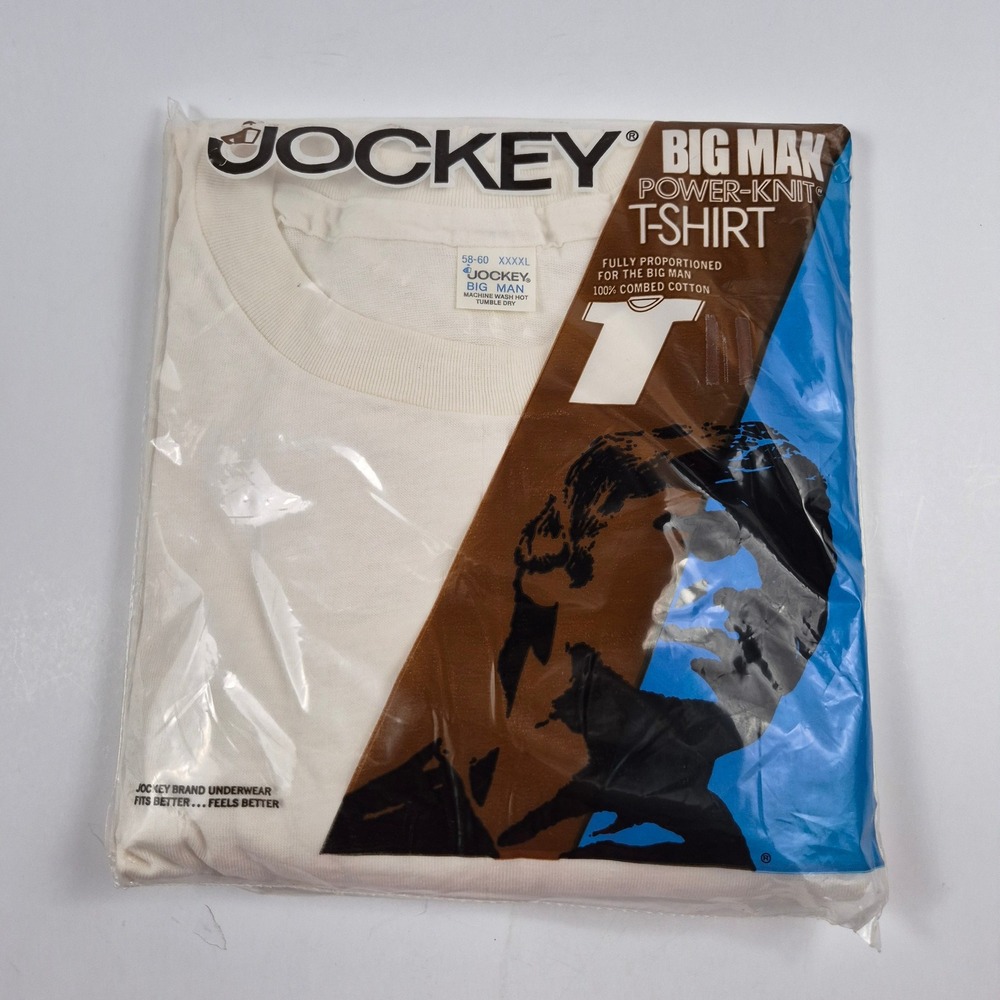 Vintage Jockey Big Man White Power Knit T-Shirt 4XL 58-60 Style 1793 Dead Stock